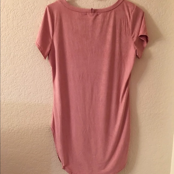 velvet pink tshirt dress - Picture 2 of 3